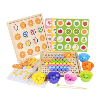 Free Shipping Kids Clip Beads Puzzle Board Toys Hands Brain Memory Training Aids For Children